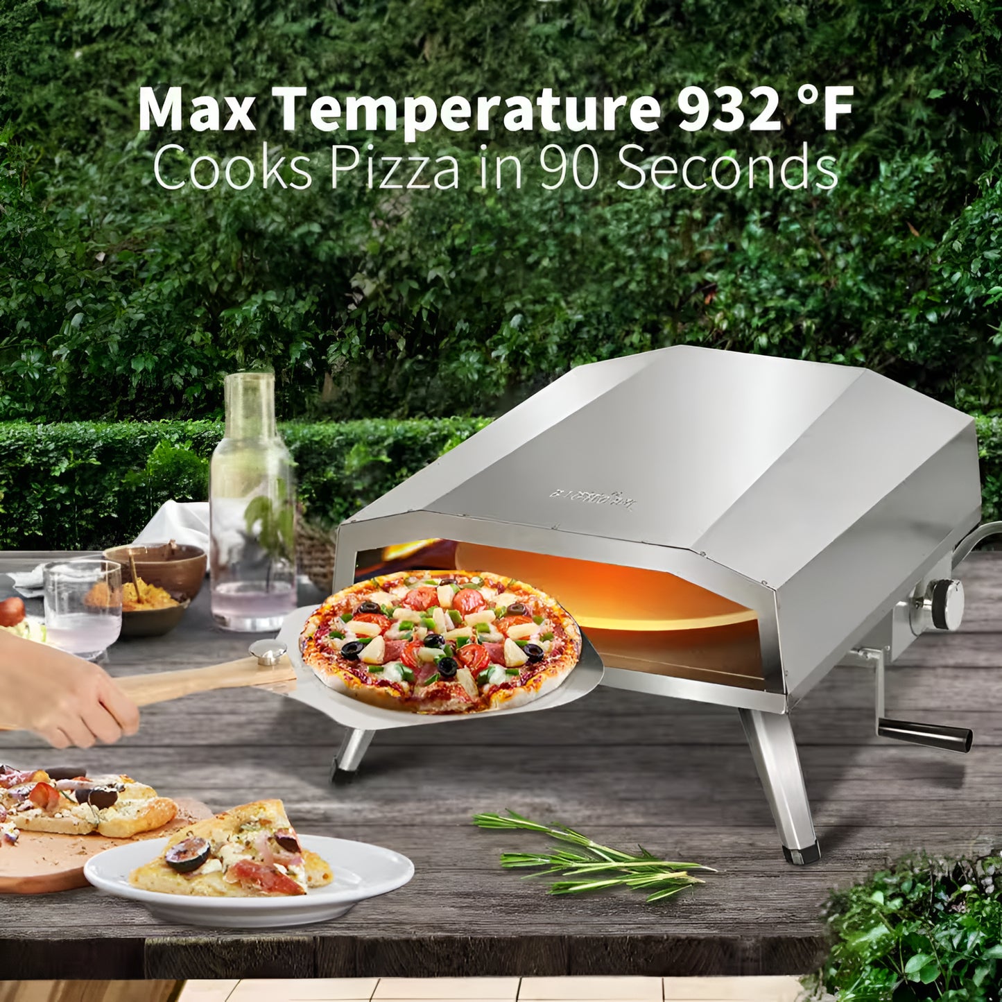 16 In. Propane Pizza Oven, Outdoor Pizza Oven in Stainless Steel, W/Rotating Pizza Stone