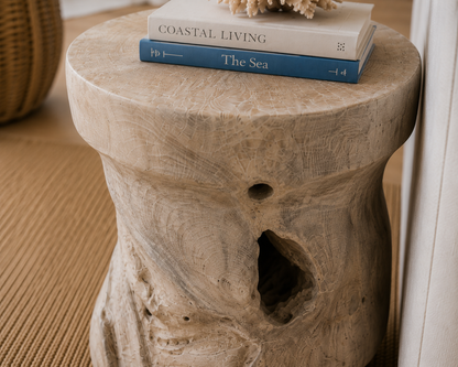 Organic Bleached Teak Accent Table
