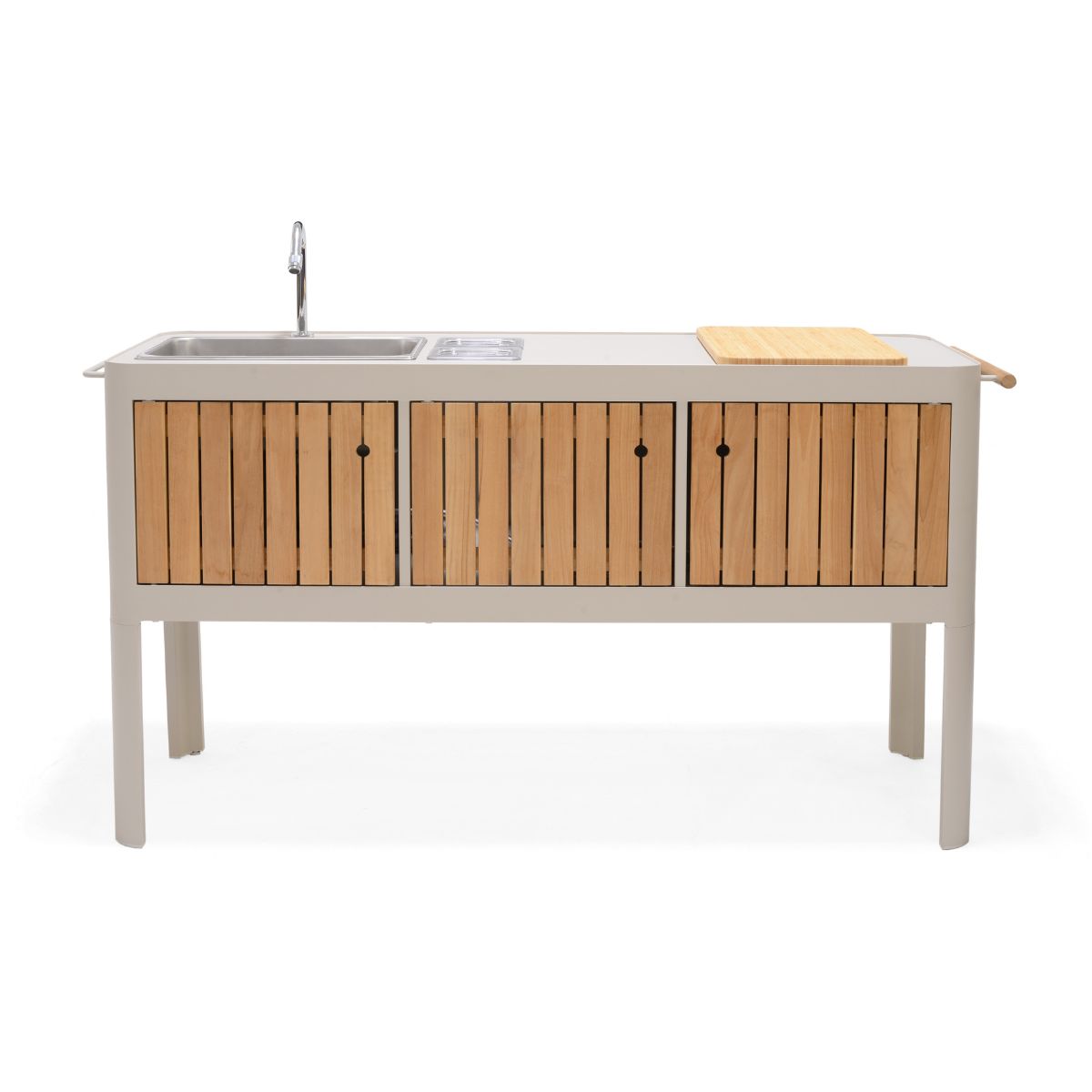 Portals Light Teak Outdoor Kitchen with Sink & Prep Station