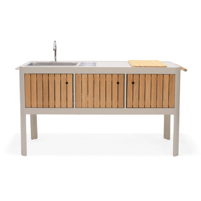 Portals Light Teak Outdoor Kitchen with Sink & Prep Station