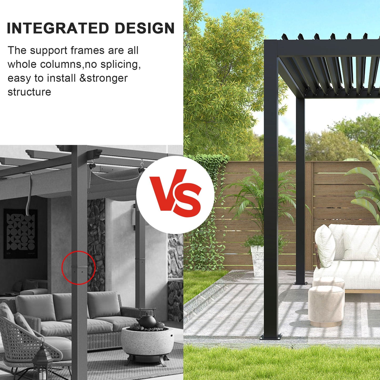 Solara 19' × 10' Louvered Pergola | Adjustable Roof – Black