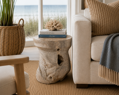 Organic Bleached Teak Accent Table
