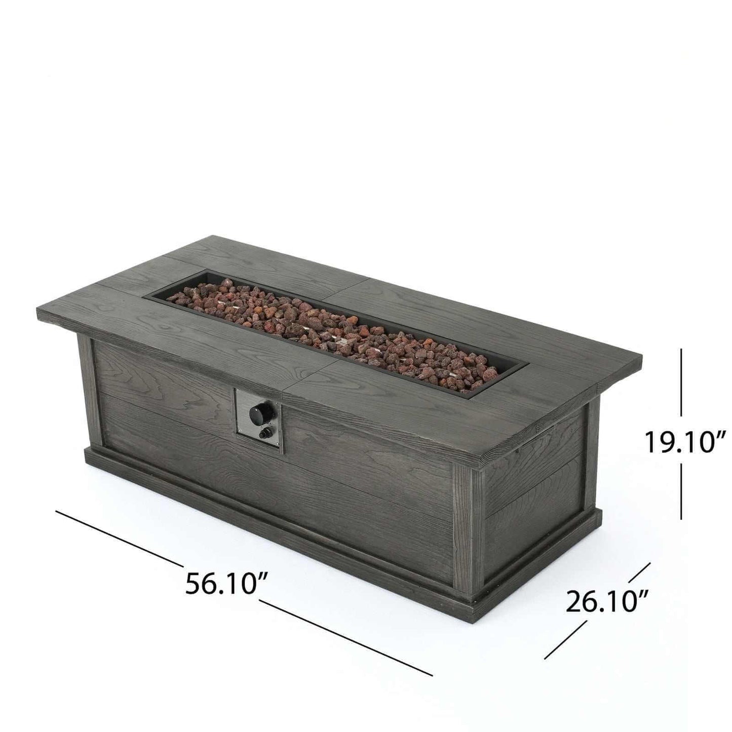 Haven 56" Rectangular Outdoor Fire Table | Wood-Look Finish, 50,000 BTU