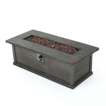Haven 56" Rectangular Outdoor Fire Table | Wood-Look Finish, 50,000 BTU