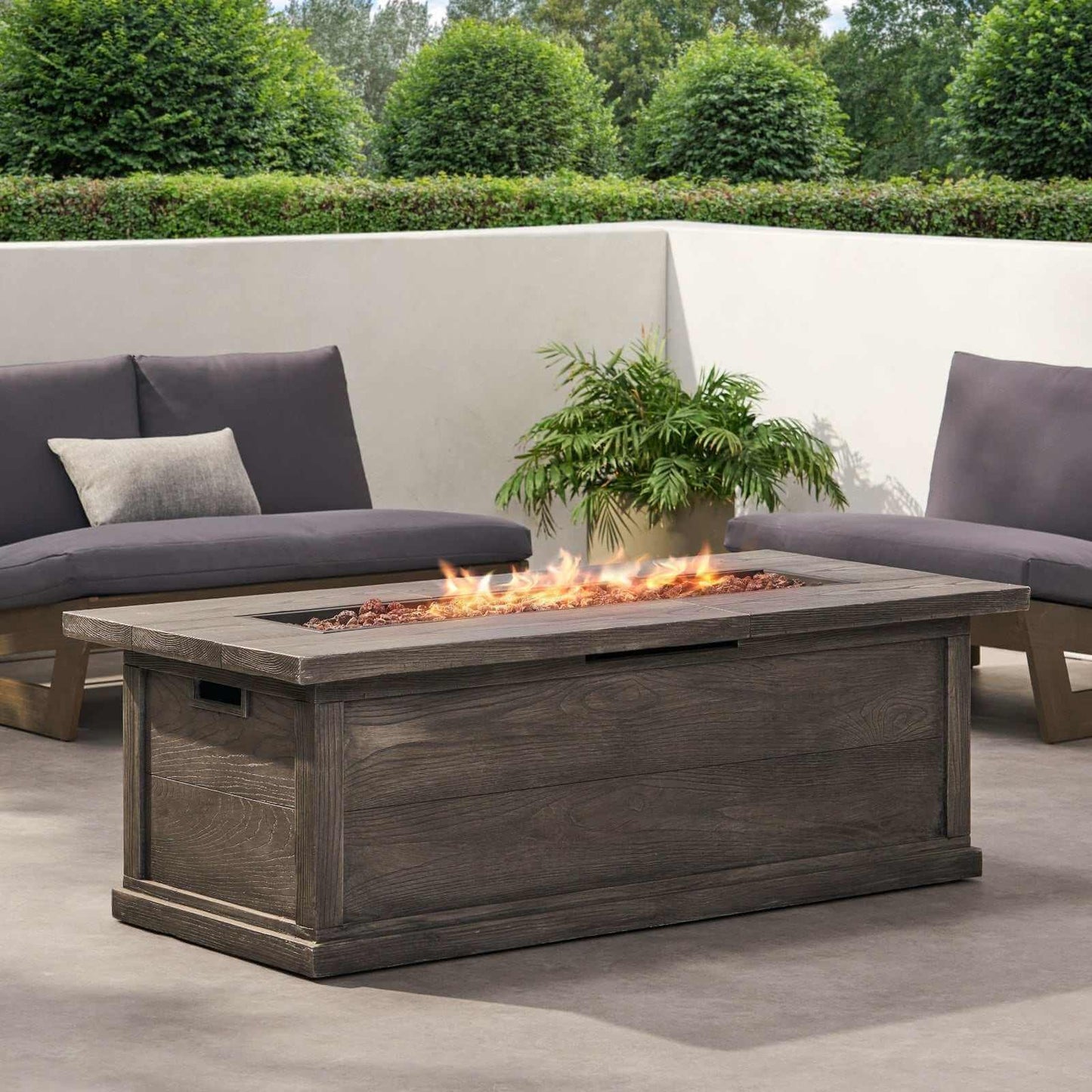 Haven 56" Rectangular Outdoor Fire Table | Wood-Look Finish, 50,000 BTU