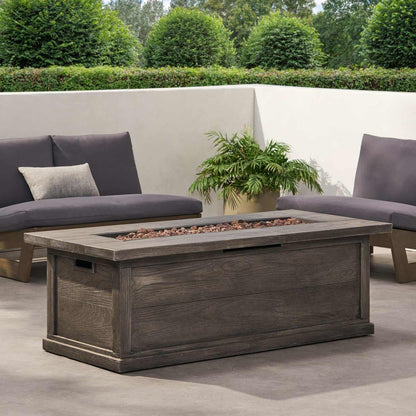 Haven 56" Rectangular Outdoor Fire Table | Wood-Look Finish, 50,000 BTU