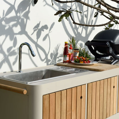 Portals Light Teak Outdoor Kitchen with Sink & Prep Station