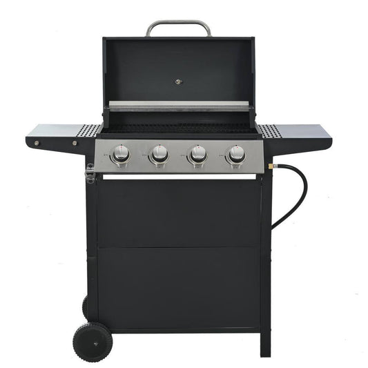 4 Burners Portable Propane Grill Barbecue Grill Stainless Steel Gas Grill in Black