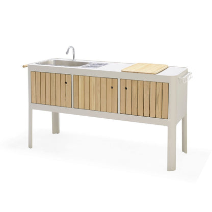 Portals Light Teak Outdoor Kitchen with Sink & Prep Station