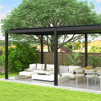 Solara 19' × 10' Louvered Pergola | Adjustable Roof – Black