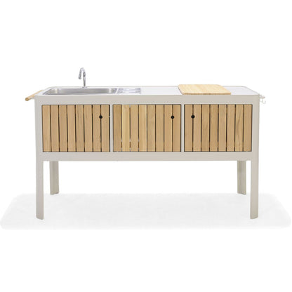 Portals Light Teak Outdoor Kitchen with Sink & Prep Station