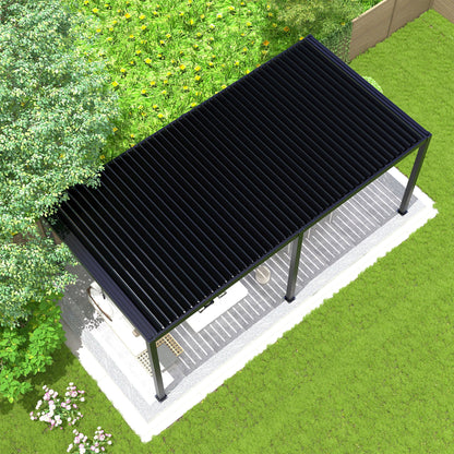 Solara 19' × 10' Louvered Pergola | Adjustable Roof – Black
