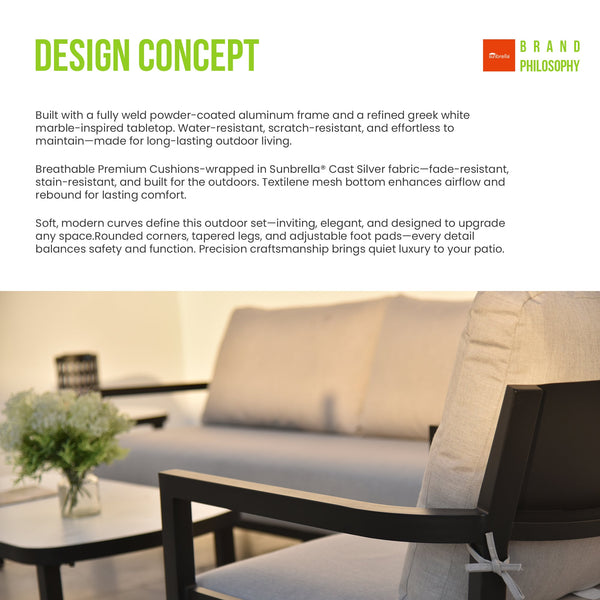 3-Piece Aluminum Outdoor Chat Set with Swivel Lounge Chairs