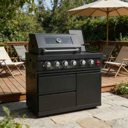 46" Deluxe Stainless Steel Freestanding Gas Grill with Granite Countertop & Rotisserie