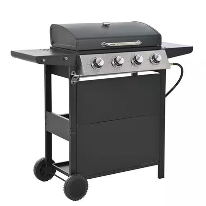4 Burners Portable Propane Grill Barbecue Grill Stainless Steel Gas Grill in Black
