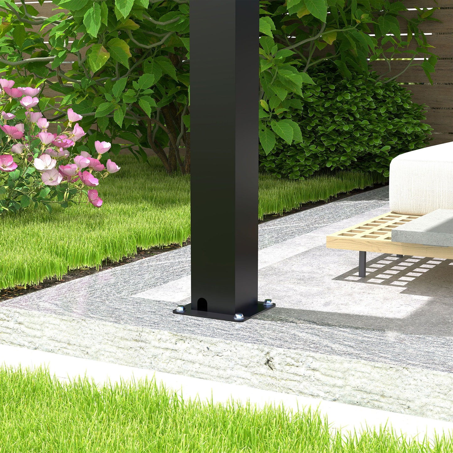 Solara 19' × 10' Louvered Pergola | Adjustable Roof – Black