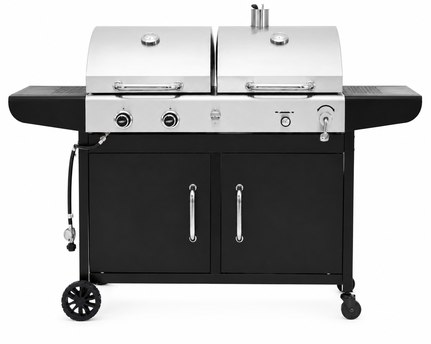 2-in-1 Propane and Charcoal Combo Grill with Dual Cooking System and Spacious Outdoor Cooking Area