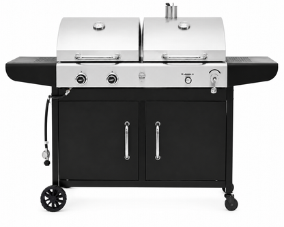 2-in-1 Propane and Charcoal Combo Grill with Dual Cooking System and Spacious Outdoor Cooking Area