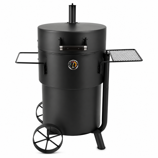 Heavy-Duty Charcoal Drum Smoker Grill with Large Cooking Capacity and Precision Temperature Control
