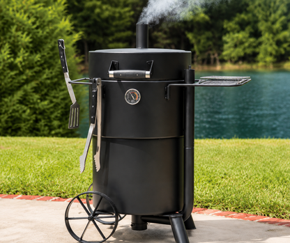 Heavy-Duty Charcoal Drum Smoker Grill with Large Cooking Capacity and Precision Temperature Control