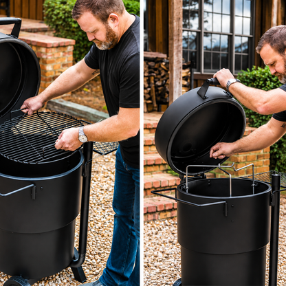 Heavy-Duty Charcoal Drum Smoker Grill with Large Cooking Capacity and Precision Temperature Control