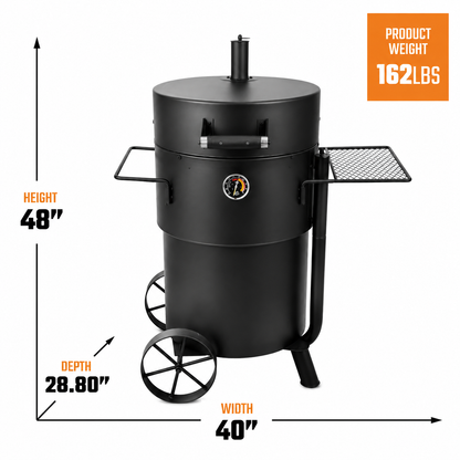 Heavy-Duty Charcoal Drum Smoker Grill with Large Cooking Capacity and Precision Temperature Control