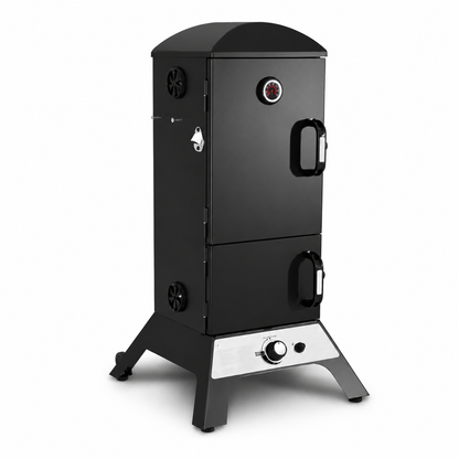 Vertical Propane Cabinet Smoker with Stainless Steel Racks and Precision Temperature Control
