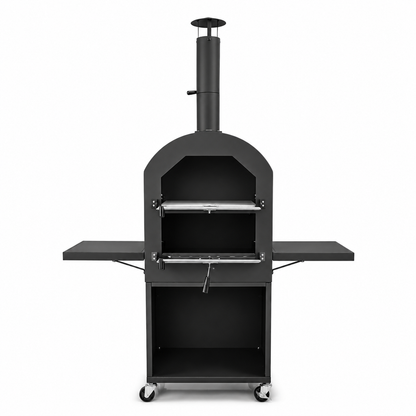 Outdoor Wood Fired Pizza Oven with Cooking Grills, Pizza Stone, and Temperature Control