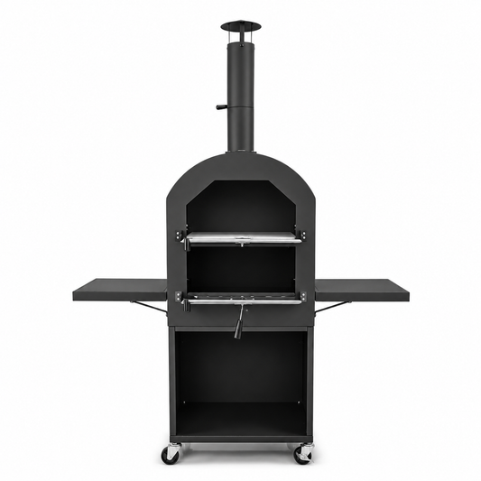 Outdoor Wood Fired Pizza Oven with Cooking Grills, Pizza Stone, and Temperature Control