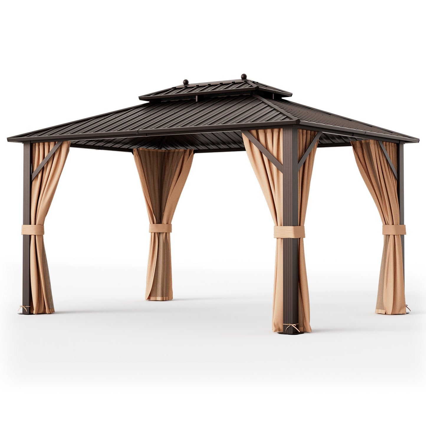 10' x 13' Hardtop Outdoor Gazebo with Curtains & Mosquito Netting