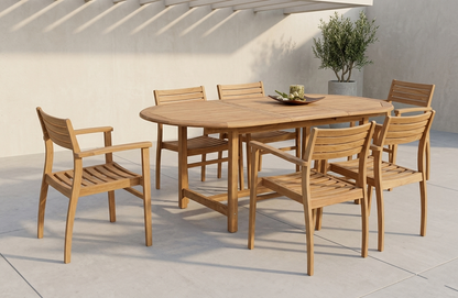 Julien FSC-Certified Teak Extendable Outdoor Dining Set