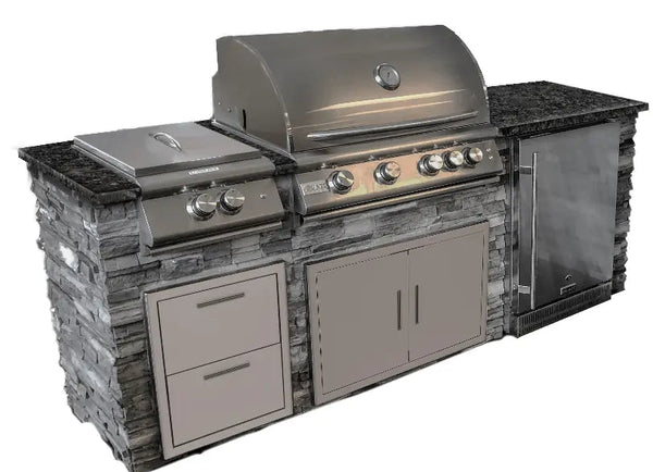 8-Foot Concrete & Granite Outdoor Kitchen with Blaze Appliances