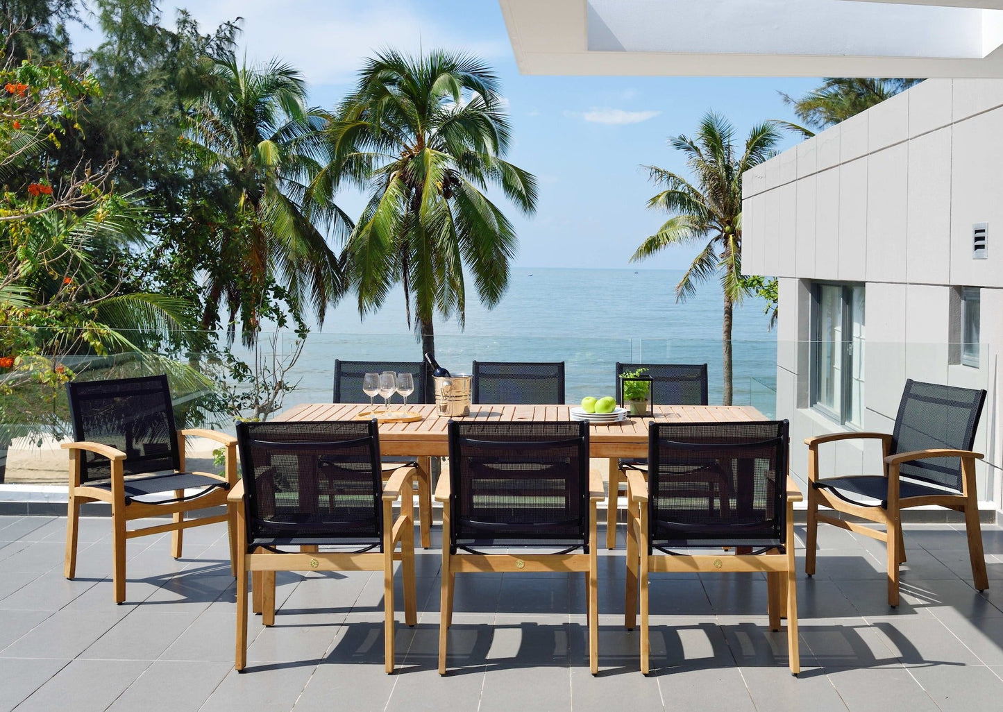 Rinjani Teak Outdoor Dining Set with Fortuna Armchairs
