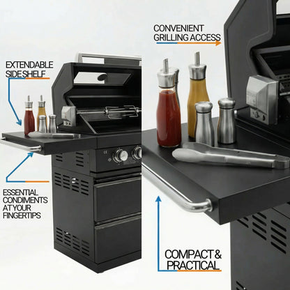 46" Deluxe Stainless Steel Freestanding Gas Grill with Granite Countertop & Rotisserie