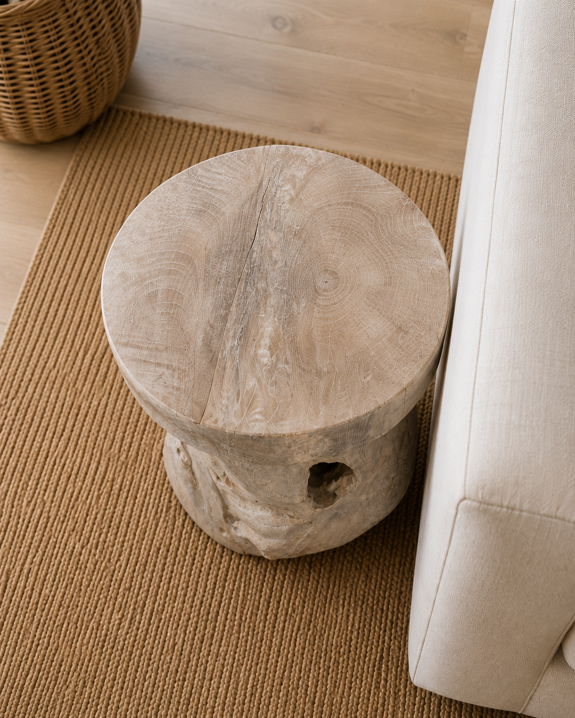 Organic Bleached Teak Accent Table