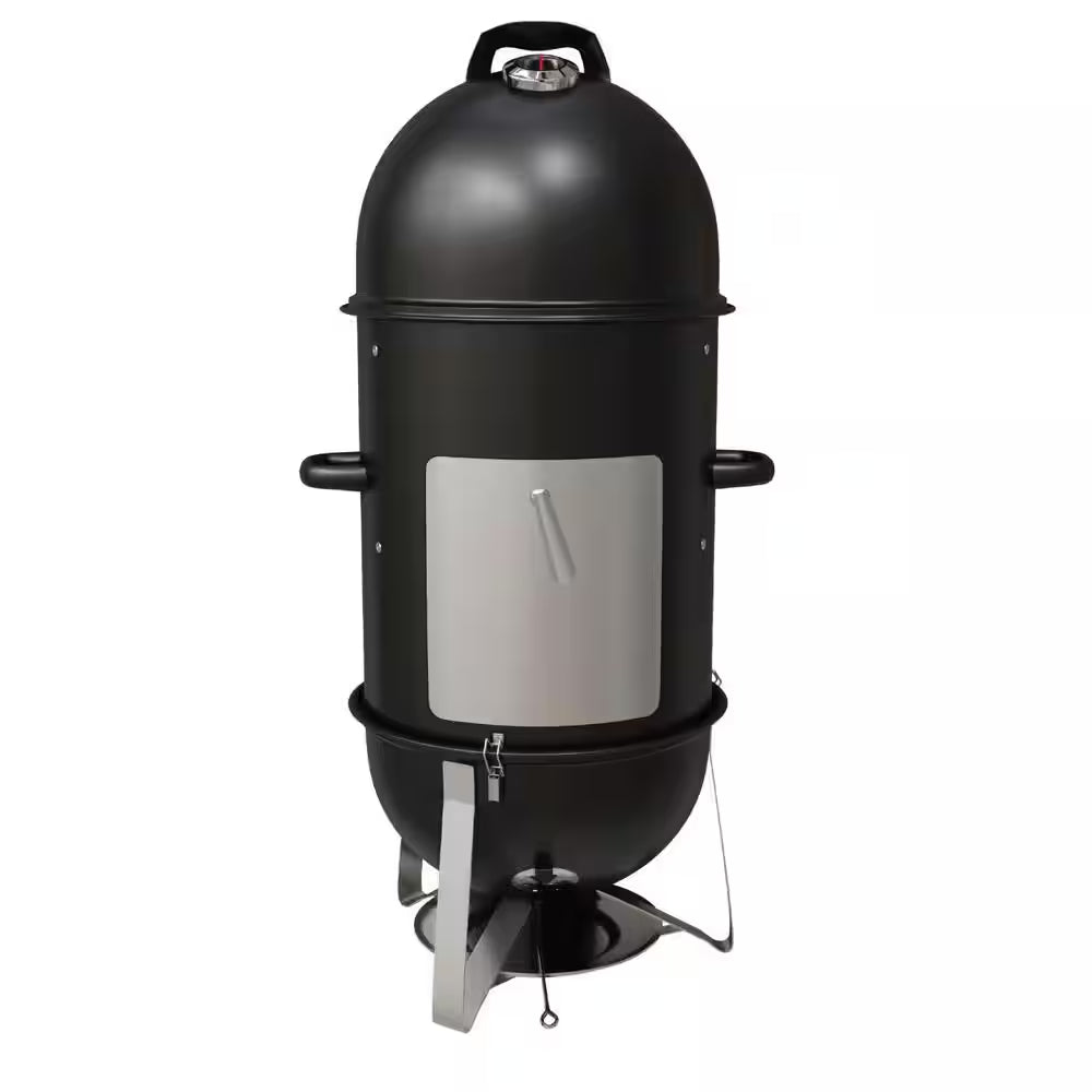 18 In. Vertical Smoker Heavy-Duty Charcoal Smoker in Black with 1 Access Door