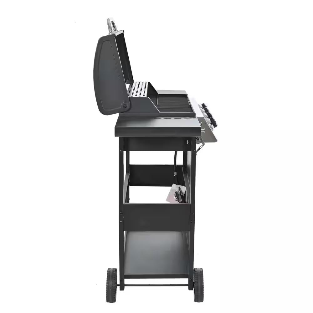 4 Burners Portable Propane Grill Barbecue Grill Stainless Steel Gas Grill in Black