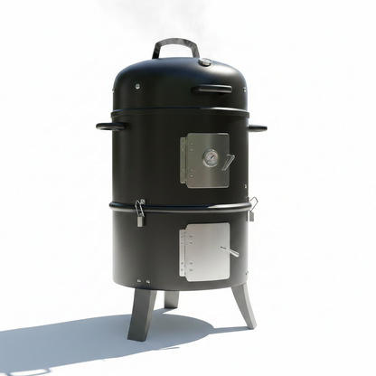 Vertical Smoker with Thermometer – 16 Inch Heavy Duty Charcoal Smoker – Multipurpose Charcoal BBQ Grill Smoker for Outdoor, Camping – Easy Assembly, 2 Access Doors Grill with Smoker
